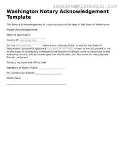 Printable  Notary Acknowledgement Document for Washington