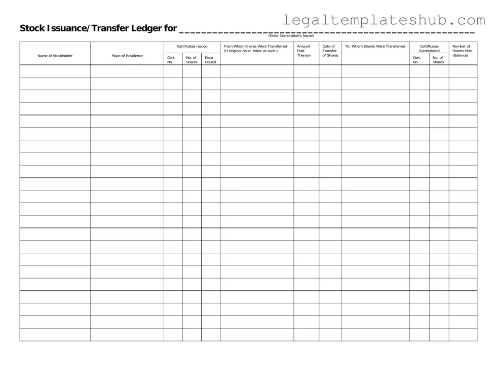 Blank Stock Transfer Ledger PDF Form