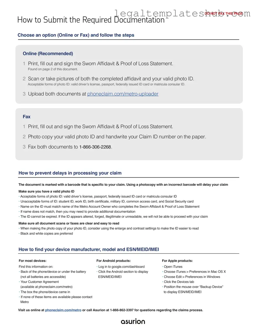 Blank Asurion F-017-08 MEN PDF Form