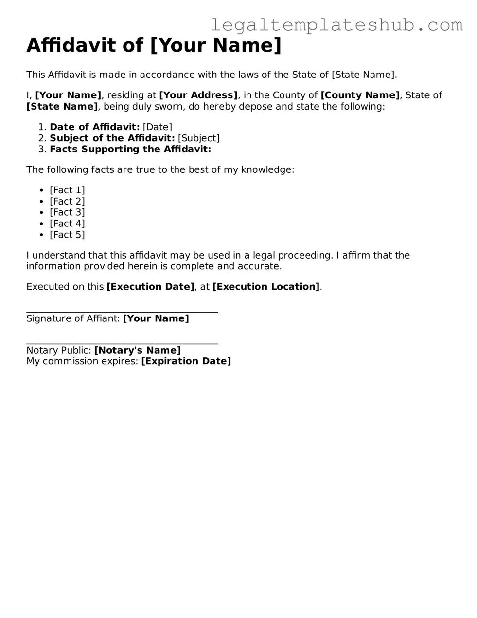 Printable Affidavit Template